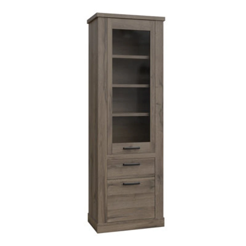 Image of Furniture To Go Corona Narrow Display Cabinet In Tabak Oak