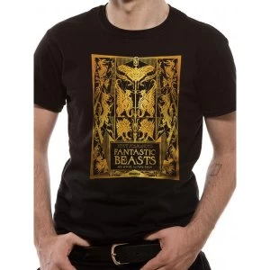 image of Crimes Of Grindelwald - Gold Foil Book Cover Mens Large T-Shirt - Black