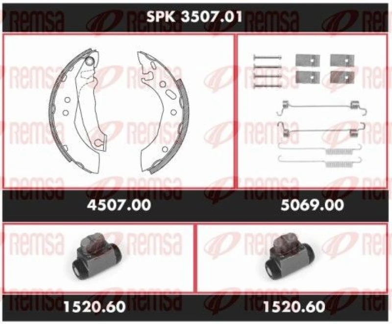 Image of REMSA Drum brake kit REMSA SPK 3507.01