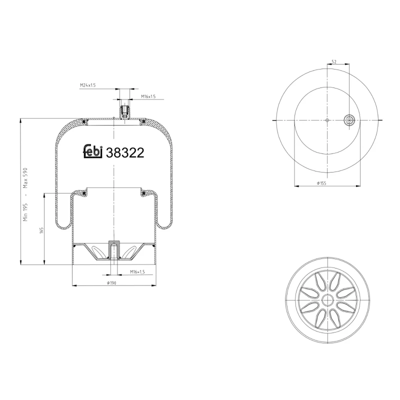 Image of FEBI BILSTEIN 38322 Boot, air suspension Rear Axle Right Boot,air suspension (324)