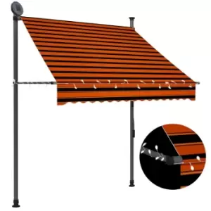 image of Vidaxl Manual Retractable Awning With LED 150cm Orange And Brown