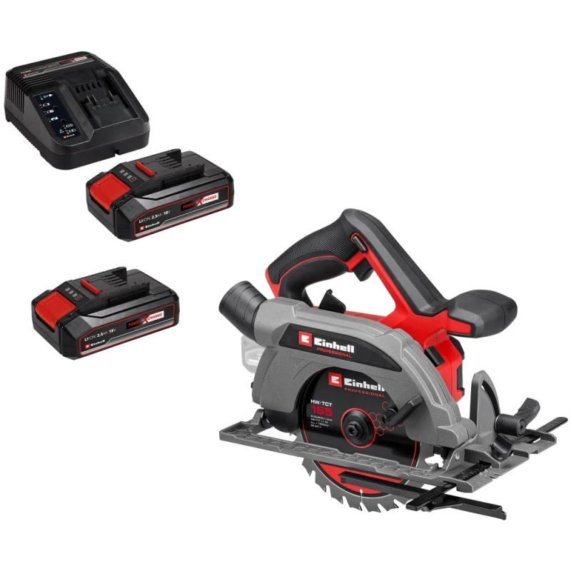 Image of Einhell Professional TP-CS 18/165 Li BL 18v Cordless Brushless Circular Saw 165mm 2 x 2.5ah Li-ion Charger No Case TP-CS 18/165 Li BL