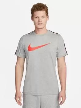 Image of Nike NSW Repeat Swoosh Tee - Grey, Size 2XL, Men