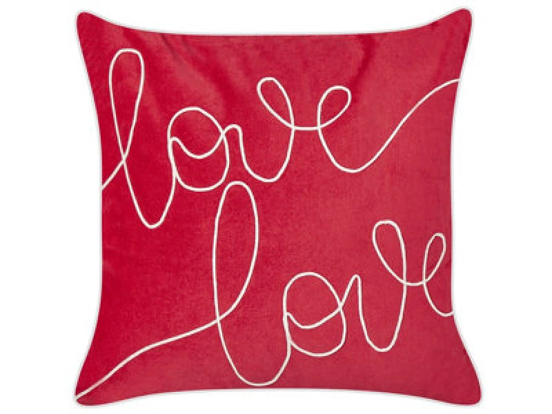Image of Beliani Throw Cushion Siderasis Velvet 45 X 45cm Red Text