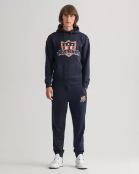 image of GANT Men Banner Shield Sweatpants (L) Blue