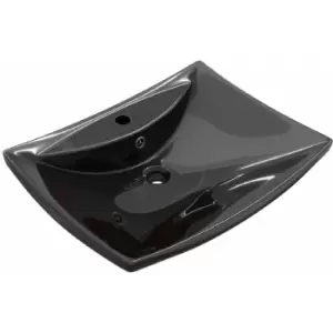 Image of Black Luxury Ceramic Basin Rectangular with Overflow & Faucet Hole vidaXL - Black