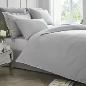 Image of 100% Cotton Percale 200 Thread Count Duvet Cover Set, Silver, King - Appletree