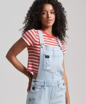 Superdry Womens Slim Taper Dungarees Light Blue / Light Indigo Vintage - Size: 14