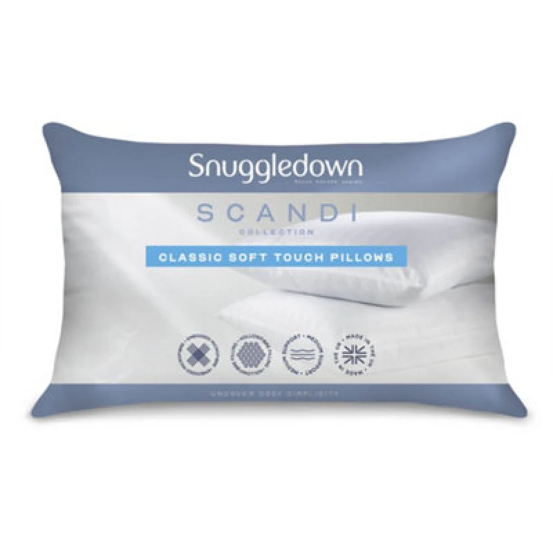 Image of Snuggledown 2 Pack Scandinavian Hollowfibre Medium Support Pillows White