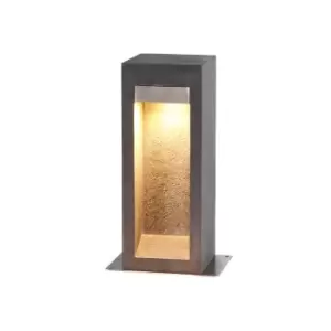 Image of Parkstone Outdoor Pedestal Light Basalt Stone with Stainless Steel, 3000K, IP55