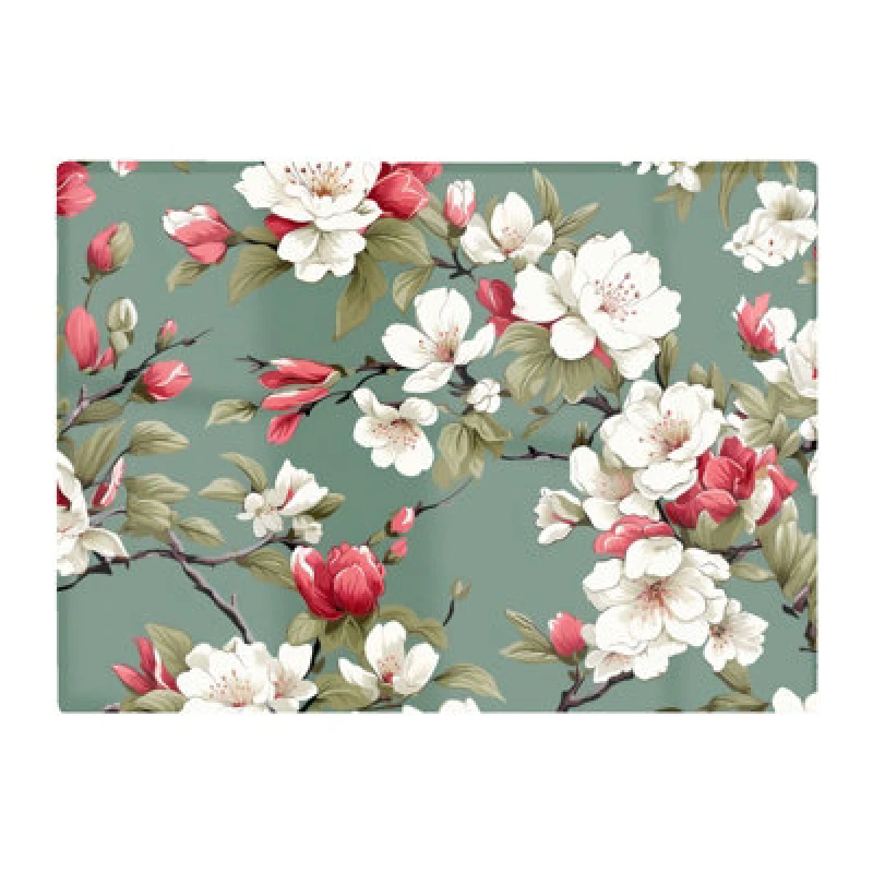 Image of Warren Reed Designer Pink And White Blossom Glass Chopping Board