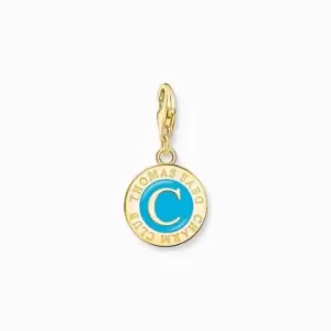 image of Charmista Turquoise Sterling Silver Gold Plated Enamel Coin Charm 2099-427-17