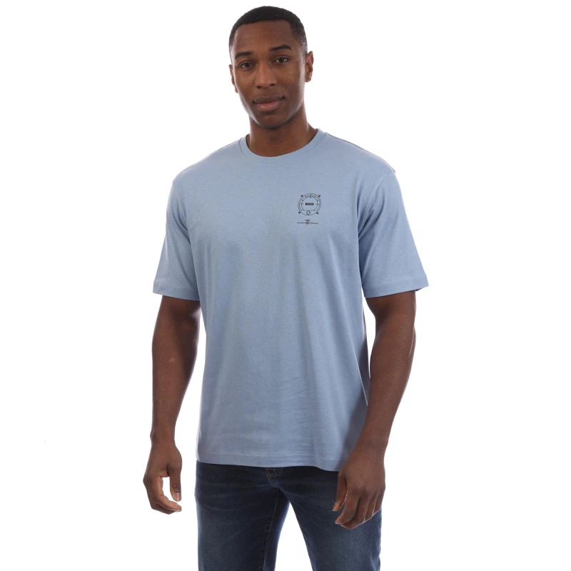 Image of Boss Mens Te Voyage Short Sleeve Polo Shirt Open Blue male S