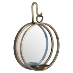 Image of Large Bronze Wall Hanging Mirrored Candle Holder