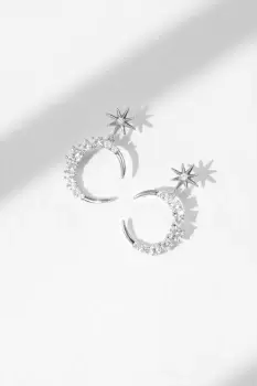 image of Rhodium Plated Cubic Zirconia Celestial Earrings