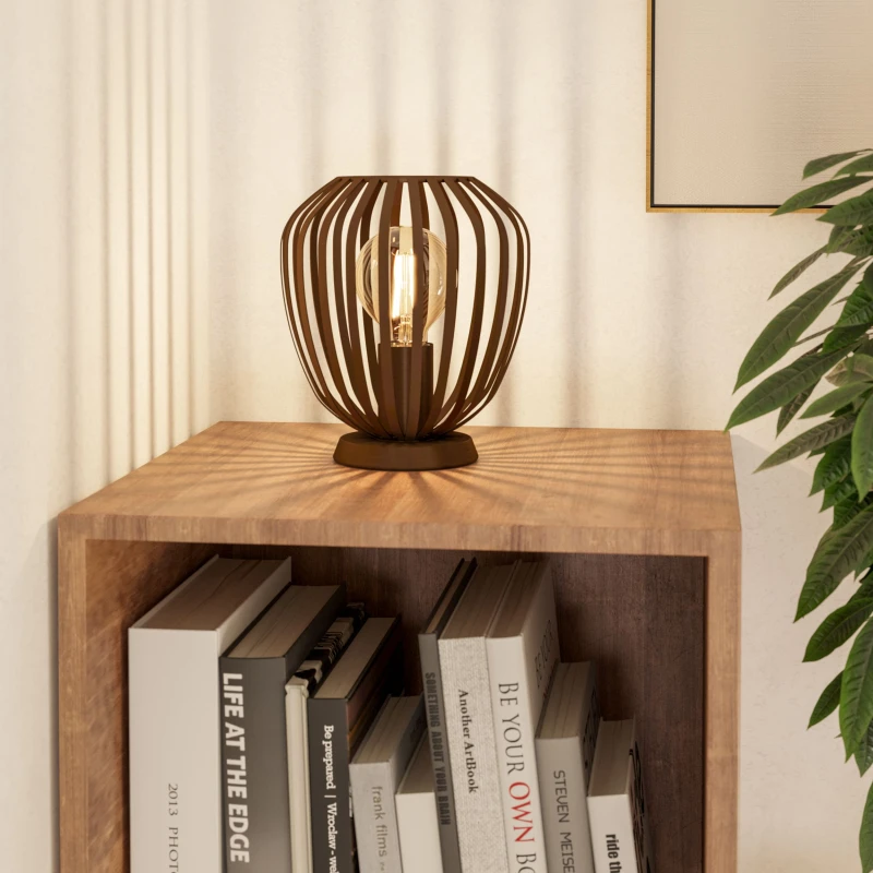 Image of EGLO Espinal Brown Steel Contemporary Table Lamp Brown
