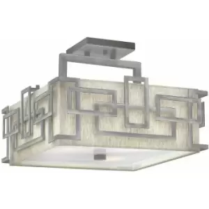 Image of Loops - 3 Bulb Semi Flush Light 1920's Style Glass Opaque Shades Nickel LED E27 100W