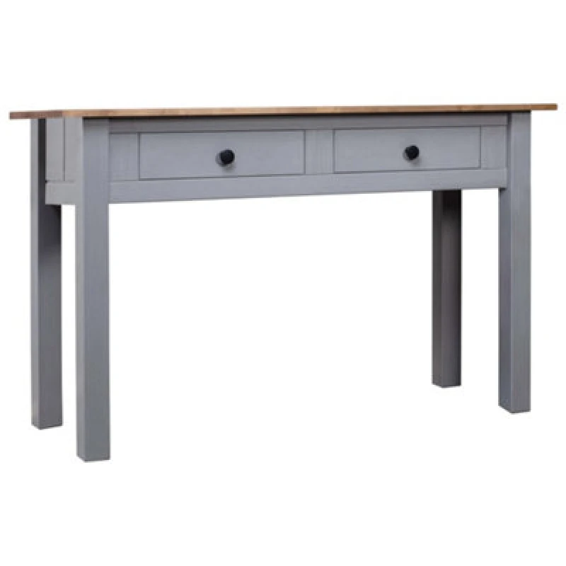 Image of vidaXL Solid Wood Pine Console Table Grey Panama Range Drawers Hall Table