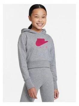 Image of Nike Nsw Girls Air Futura Crop Hoodie - Grey/Pink