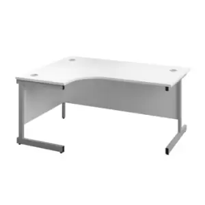 image of Tc 1600X1200 Single Upright Left Hand Radial Desk White-Silver + Desk High Ped