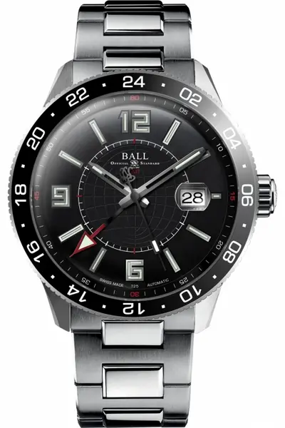 image of Ball Mens Ball Engineer Master II Pilot GMT Automatic Watch GM3090C-SAJ-BK