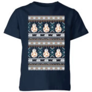 Image of Star Wars BB-8 Pattern Kids Christmas T-Shirt - Navy - 11-12 Years