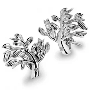 image of Hot Diamonds Ladies Silver Tree Stud Earrings