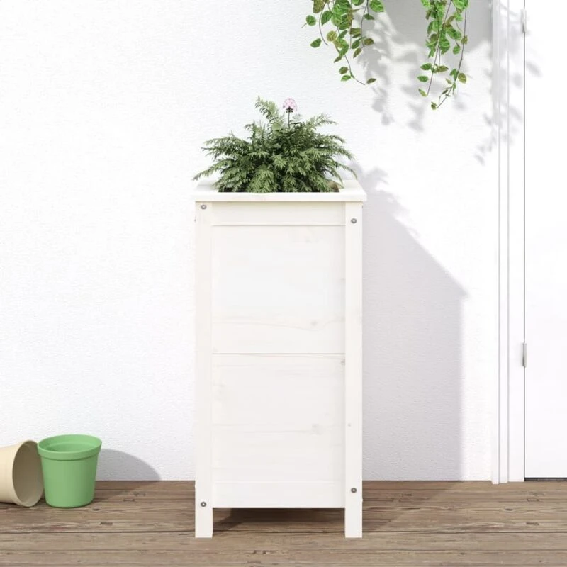 Image of vidaXL Garden Planter White 40x40x78cm Solid Wood Pine, White 825276