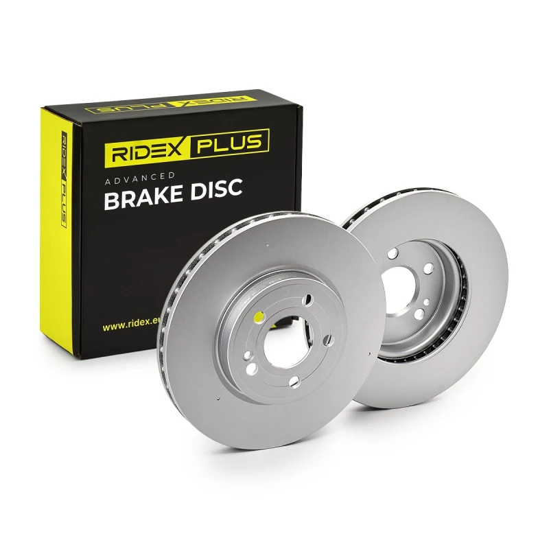 Image of RIDEX PLUS 82B2911P Brake disc Front Axle, Vented, Grey Cast Iron, Coated, High-carbon, without bolts/screws Grey Cast Iron Brake Disc (82)