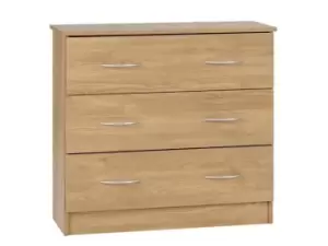Image of Seconique Bellingham Oak 3 Drawer Chest of Drawers