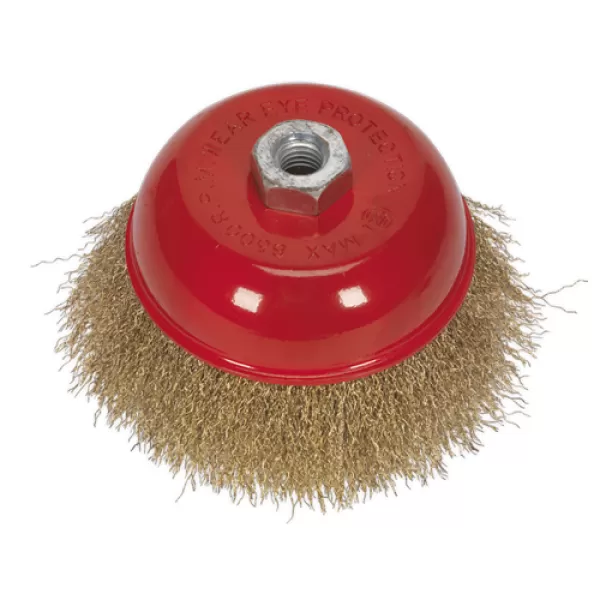 Image of Genuine SEALEY CBC125 Brassed Steel Cup Brush Ø125mm M14 x 2mm