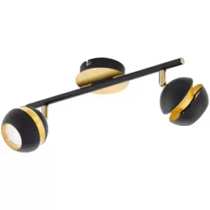 image of Nocito - 2 Light Twin Spotlight Matt Black, Gold, GU10 - Eglo