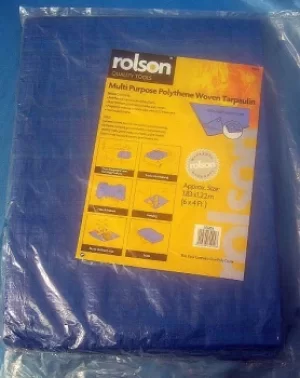 image of Rolson Multipurpose Polythene Woven Tarpaulin, Blue, 6 x 4ft