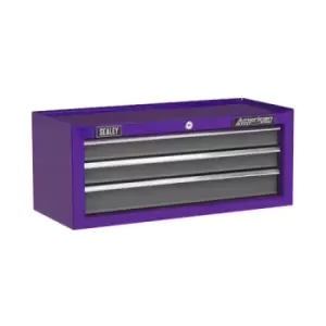 image of Sealey American Pro Mid-Box 3 Drawer with Ball-Bearing Slides - Purple/Grey