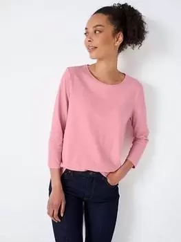 Image of Crew Clothing Long Sleeve Perfect Slub T-Shirt -pink, Pink, Size 10, Women