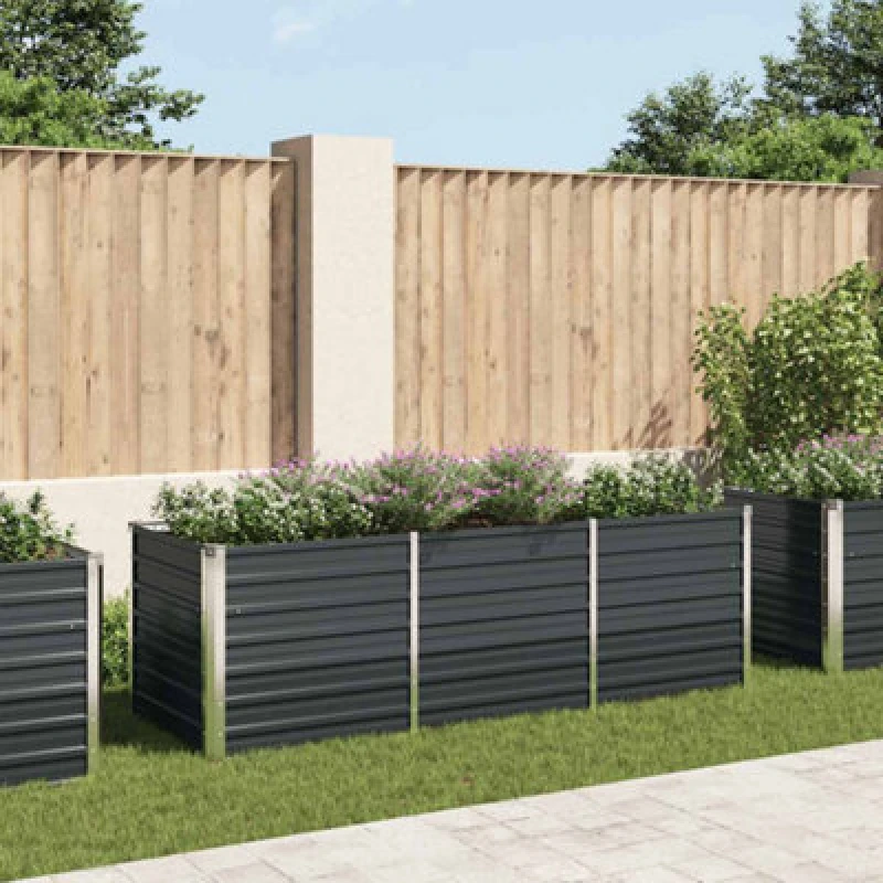 Image of vidaXL Garden Raised Bed Anthracite 240x80x77cm Galvanised Steel Planter Pot