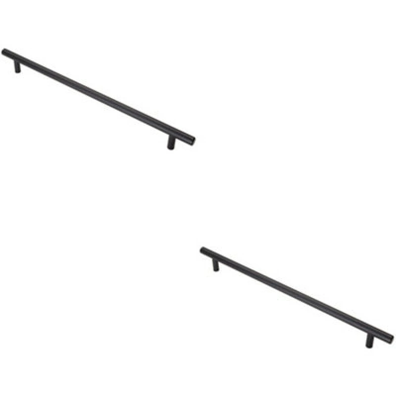 Image of Loops 2x T Bar Cupboard Pull Handle 348 x 12mm 288mm Fixing Centres Matt Black unisex