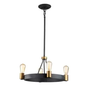 Image of Hinkley Silas Cylindrical Pendant Ceiling Light Aged Zinc & Heritage Brass