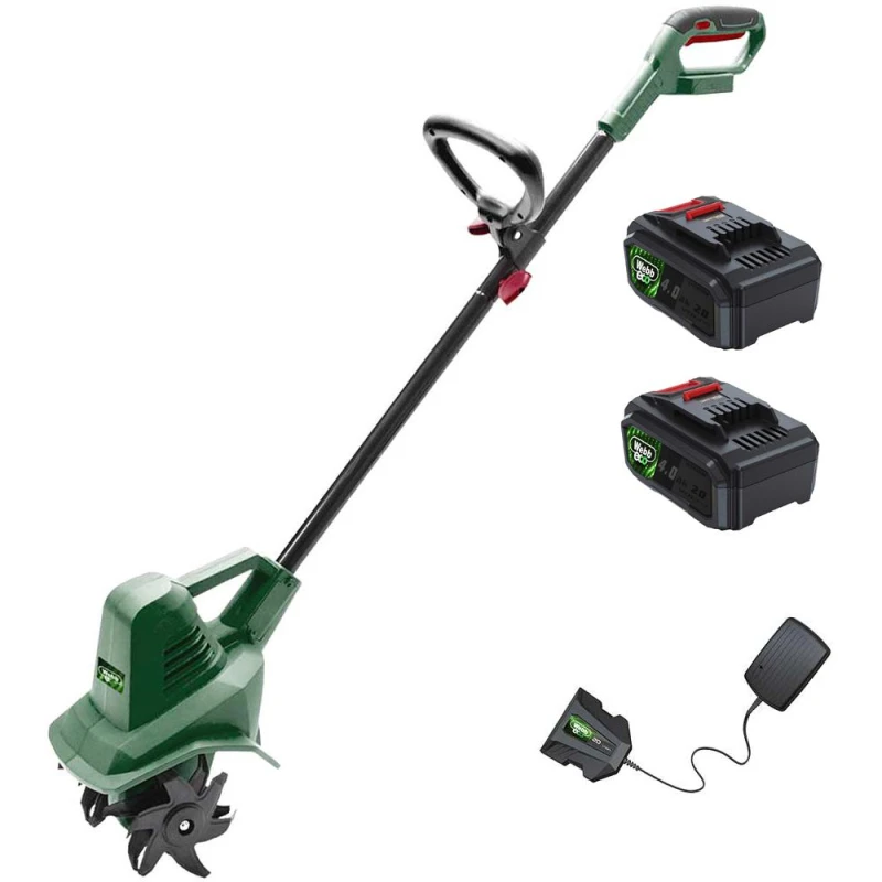 Image of Webb Eco WEV20TILB 20v Cordless Garden Tiller 2 x 4ah Li-ion Battery Charger WEV20TILB42