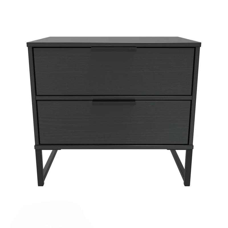 Image of Ready Assembled 2 U Madrid 2 Drawer Bedside Cab(Ready Assembled) in Black Unisex