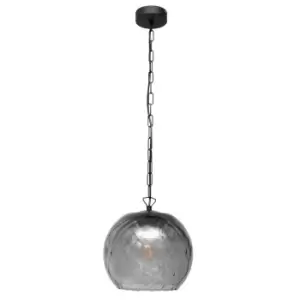 Image of Marilla Dome Pendant Ceiling Light Smokey, Chrome 25cm