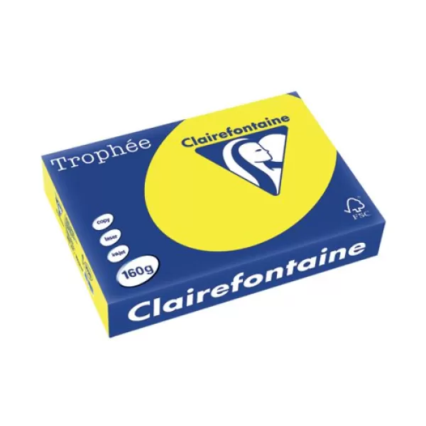 image of Clairefontaine Trophee A4 160 gsm Intensive Yellow Multipurpose Colour Paper