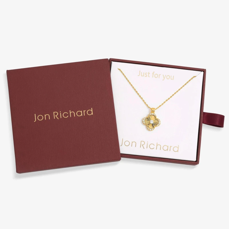 Image of Jon Richard 18K Gold Plated Clover Pendant - Gift Box Gold female One Size