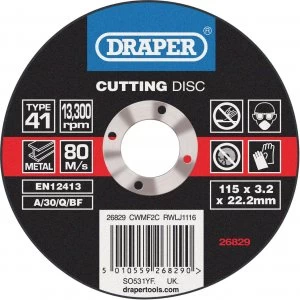 Image of Draper Depressed Centre Stone Cutting Disc 125mm 3.2mm 22mm