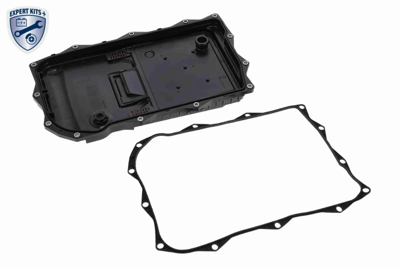 Image of VAICO V20-0582 Oil Pan, automatic transmission Original VAICO Quality, without bolts/screws, with oil drain plug Oil Pan,automatic transmission (3105