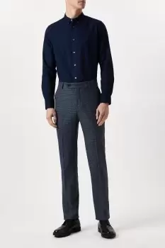 image of Slim Fit Navy Textured Smart Trousers