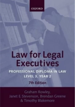 Image of Law for Legal Executives Level 3 Year 2 Contract and Consumer Law Employment Law Family Law Wills Probate and Succession by Graham Rowley Book