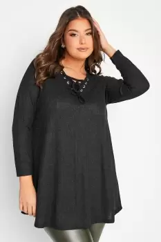 Image of Ribbed Lace Up Swing Top