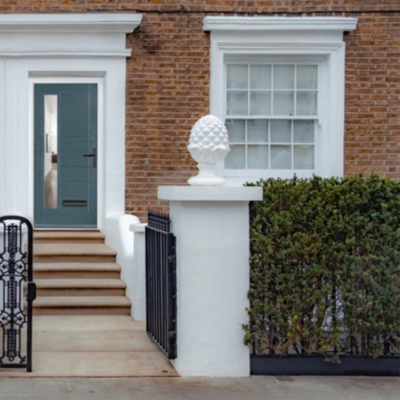 Image of Lacerta Composite Door Monza 7015 Grey 890mm X 2090mm Open In Left Hand Clear Glass 10 Year Guarantee - Free Delivery & Smart Lock