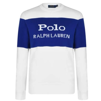 image of Polo Ralph Lauren Logo Crew Knit Sweater - White